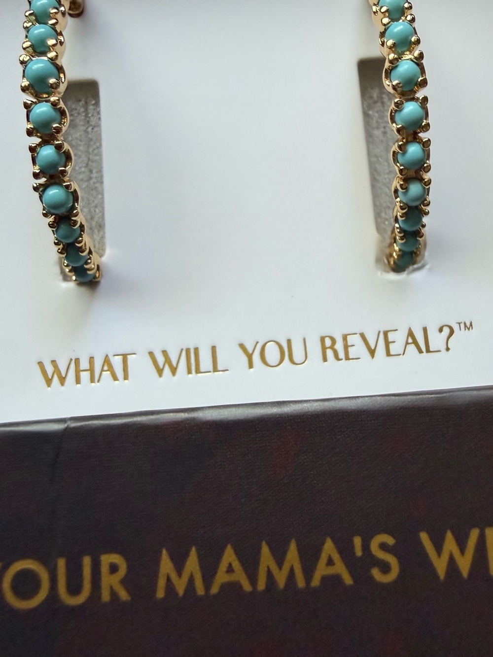 Bomb party Outlaw Turquoise Bead Gold Hoop Earrings -